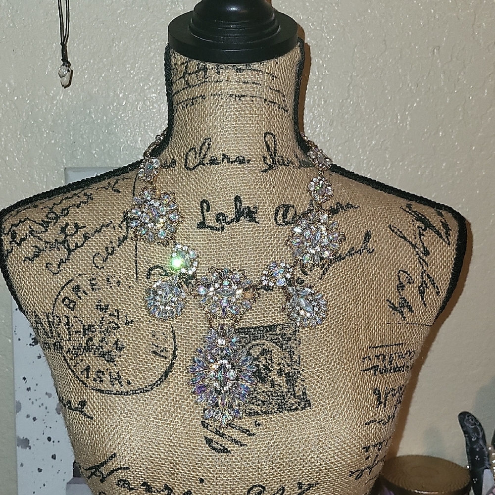 Anthropologie Gold Floral Necklace Statement Piece